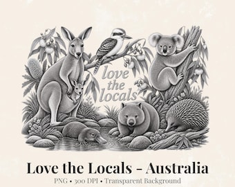 Love the Locals Australia PNG, Aussie Wildlife Clipart, Digital Download