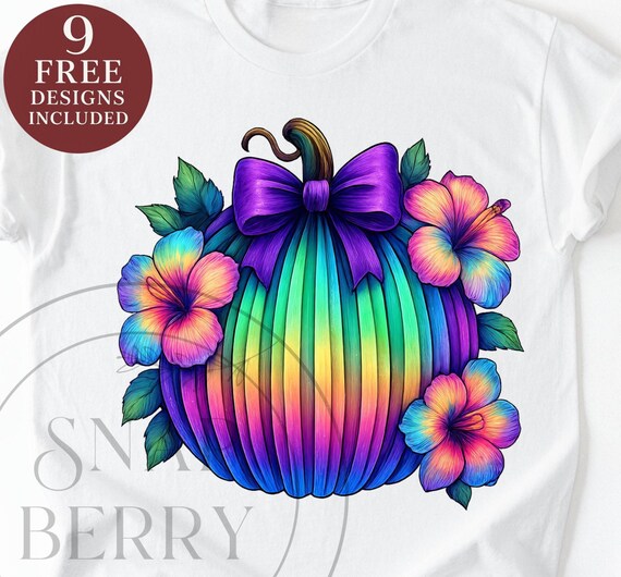 Coquette Pumpkin PNG: Iridescent Halloween Sublimation (Digital Download)