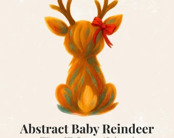 Abstract Baby Reindeer PNG, Colorful Cute Reindeer Clipart, Instant Download