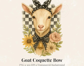 Goat Coquette PNG: Farm Animal Sublimation Design (Digital Download)