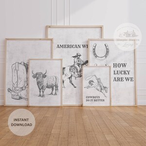 Cowboy Western Kunstdrucke: Rustikales Wohndekor (Digitaler Download)