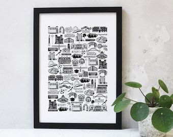 Newcastle print, Newcastle poster, Geordie print