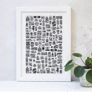 Kitchen food cupboard print, food packaging print