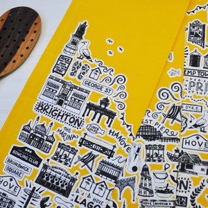 Brighton gelb Geschirrtuch, Brighton & Hove Geschirrtuch, Brighton Geschenke