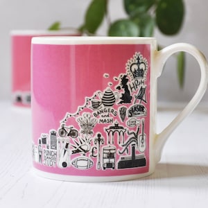 British pink mug, British Souvenir, UK Souvenir, London mug