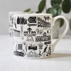 Wales mug, Welsh mug, Wales fine bone china mug