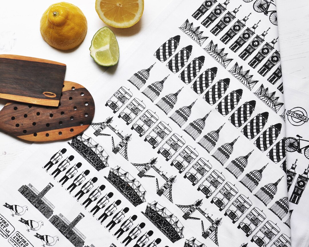London Illustrated Black And White Tea Towel Etsy UK london-illustrated-black-and-white-tea-towel-etsy-uk