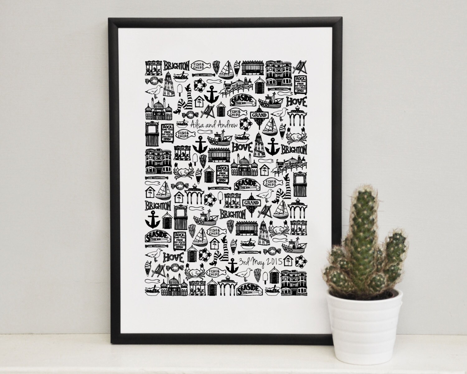 Personalised Brighton Wedding Print Brighton print Etsy