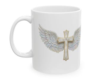 Iridescent Faith Wings Mug Hope Religion Religious | Ceramic Coffee Tea Cup