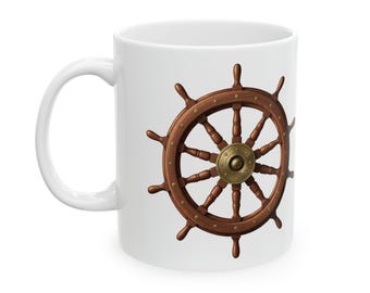 Nautical Ship Wheel Mug | Steering Wheel Ceramic Mug