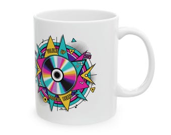 90s Retro CD Mug | Vintage Compact Disc Nostalgia Ceramic Coffee Cup