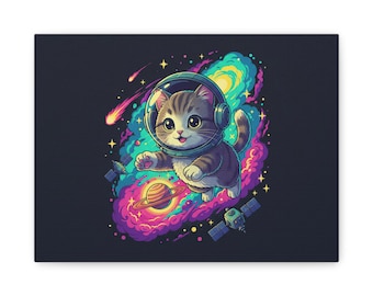 Matte Canvas, Space, Kitten, Astronaut, Gift, Pets, Cat, Cats, Astro, Galaxy