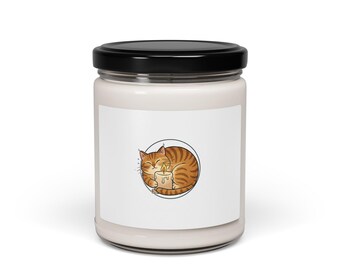 Sleeping Ginger Cat Candle | 9oz Soy Jar Animal, Animals, Pets, cozy home, Sleep Cat