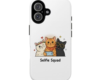 Selfie Squad Cats phone case | cute cat illustration iPhone case Gift
