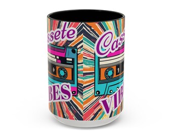 Cassette Retro Accent Coffee Mug | Retro Tape Design, 11oz & 15oz
