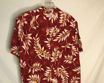 Vintage 1950s Cold Rayon PALMS Hawaiian Tropical Shirt Mens Medium EUC Aloha Tiki Loop Collar