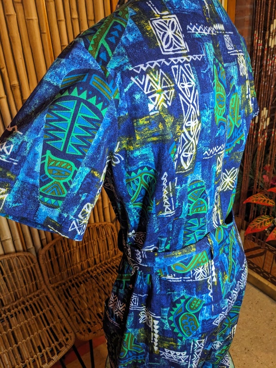 Mens Hawaiian Jumpsuit Vintage 1970s Fabric Patte… - image 8