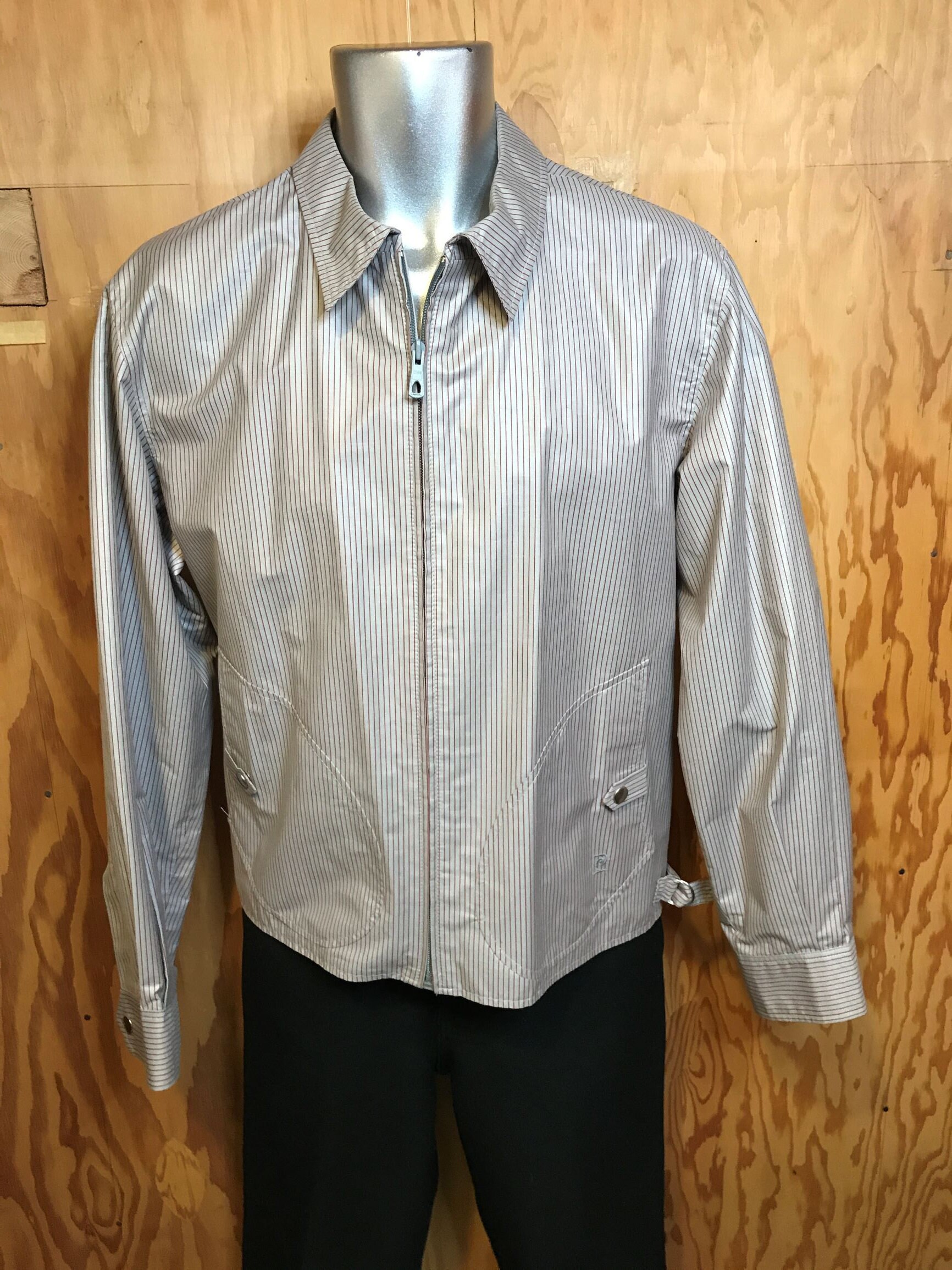 PIERRE CARDIN Vintage Mens Jacket 1970s Pinstriped 42 Grey