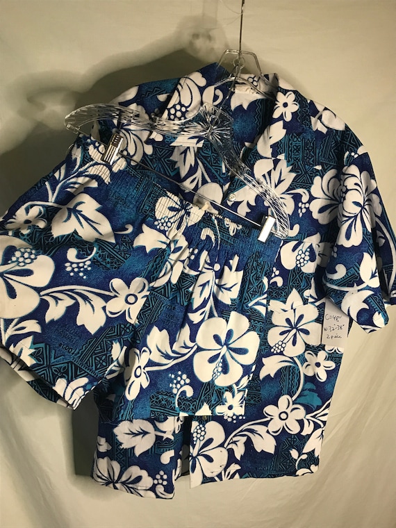 Vintage Mens Hawaiian Large Cabana Set 1960s Match