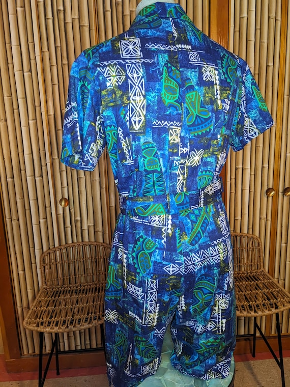 Mens Hawaiian Jumpsuit Vintage 1970s Fabric Patte… - image 7