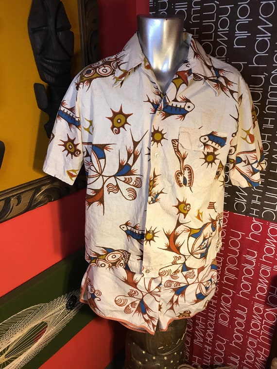 1960s Mens Cabana Set Hawaiian Aloha Vintage KONA