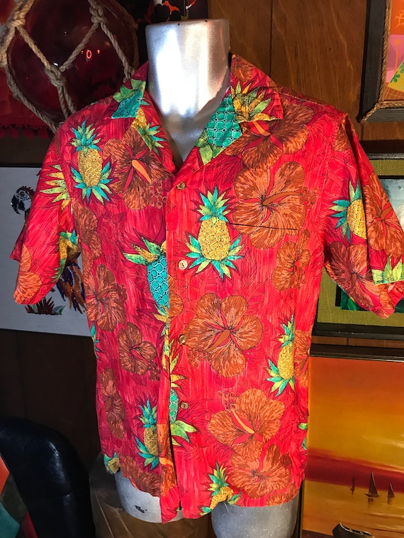 1950s Mens Hawaiian Shirt Tropical 1960s Hawaii Pi