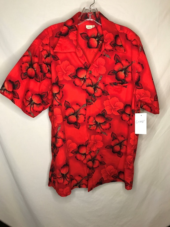 Vintage 1950s 1960s Mens Aloha Tiki Hawaiian Shirt
