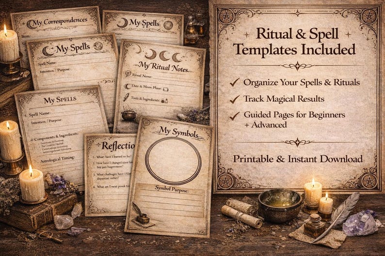 Witchcraft Grimoire Pages Printable | Book of Shadows Journal ...