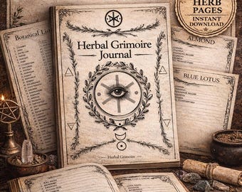 Herbal Grimoire Printable | 130 Herbs Book of Shadows | Plant Magick Journal | Witchcraft Herbal Guide | Digital Download PDF