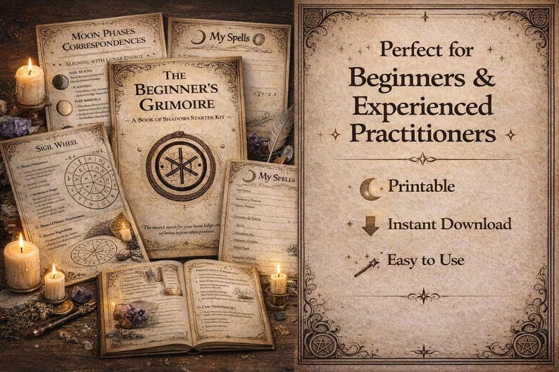 Witchcraft Grimoire Pages Printable | Book of Shadows Journal ...
