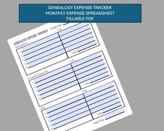 Genealogy Expense Tracker - Genealogy Forms - Genealogy Fillable PDF