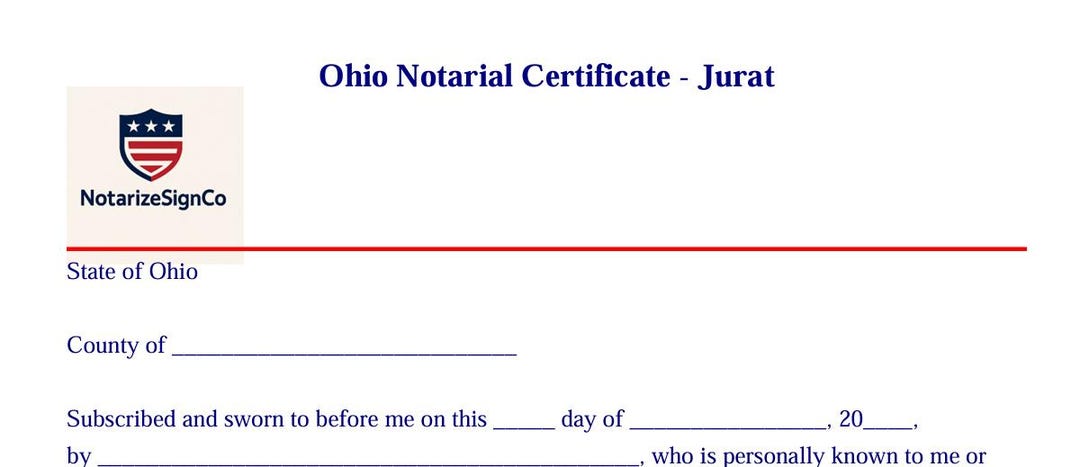 Ohio Notarial Certificate Jurat Fillable PDF and PDF Included Etsy