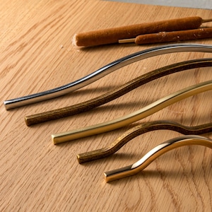 Gold Curved Cabinet Pull: Modern Double Mounted Zinc Alloy Handle
