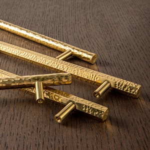 Hand Hammered Solid Brass Pull Handle: Wardrobe & Bedroom Furniture