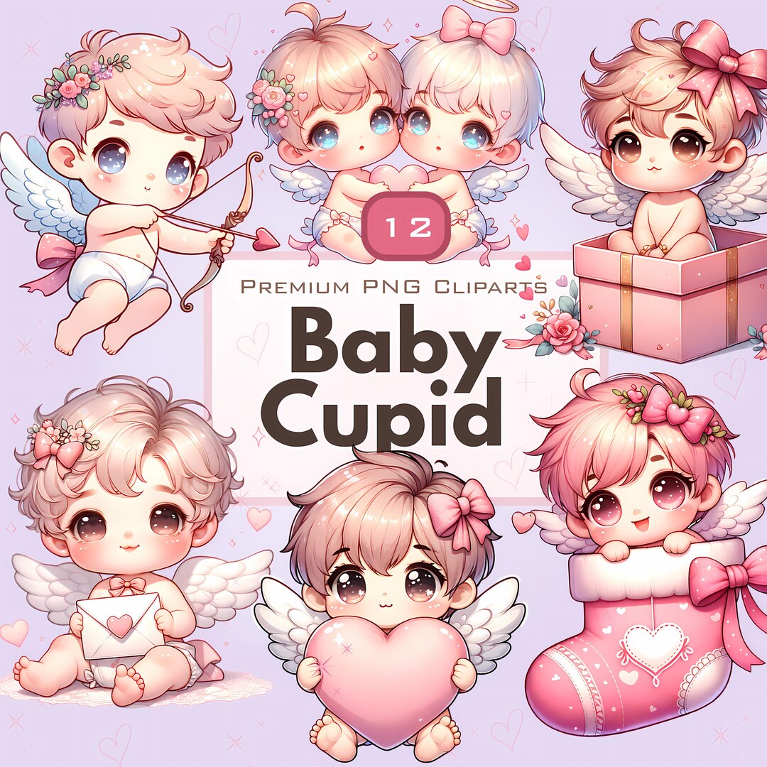 Baby Cupid Clipart | 12 Valentine Angel PNG Graphics (digital Download ...