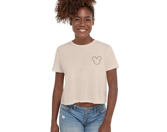 Mickey Embroidered Crop Tee