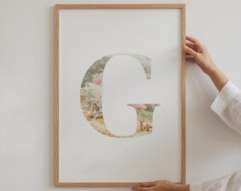 Pastel Sheep Letter G Nursery Print | Girls Room Wall Art - Digital Download