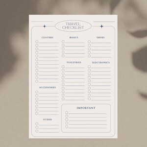 Printable Travel Checklist PDF - Ultimate Travel Planner, Vacation Packing List, Travel Essentials, Trip Planner, Travel Checklist