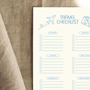 Printable Travel Checklist - Ultimate Travel Planner, Vacation Packing List, Travel Essentials Checklist, Packing Guide, Travel Organization