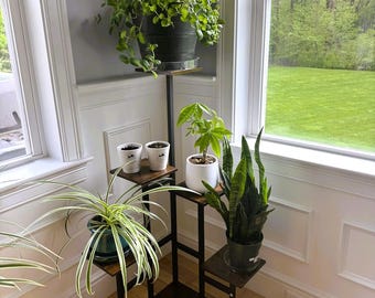 6-Tier Corner Plant Stand: Rustic Brown Indoor Plant Display