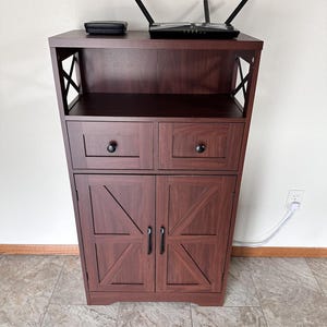 Farmhouse Storage Cabinet: Rustic Wooden Kitchen Pantry, Adjustable Shelves