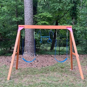 Wooden Playground DIY Swing Sets for Backyard |  Wooden Swing Set Outdoor & 2 Belt Swings | Playground Set | Gift for Kids