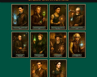 10 Steampunk Inventor Posters | Digital Download | Science Wall Art