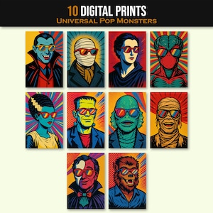 10 Universal Pop Monster Posters | Digital Download | Movie Wall Art