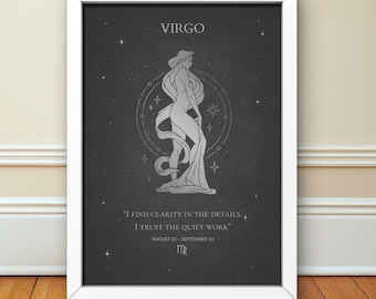 Jungfrau Sternzeichen Print: Feminine Celestial Wandkunst (Digitaler Download)