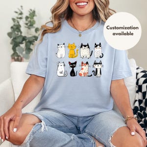 Cute Cat Shirt for Women, Funny Kawaii Cat Mom T-Shirt, Cartoon Kitty Graphic Tee, Cat Lover Gift Idea, Pet Animal Lover Shirt, Cat Shirt