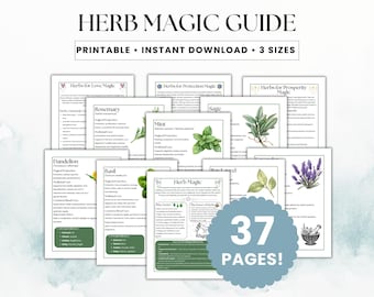 Guía de Magia con Hierbas, Páginas de Grimorio, Libro de las Sombras Imprimible, Magia con Hierbas, Rituales Herbales, Diario de Bruja Verde, Brujería Wicca para Principiantes