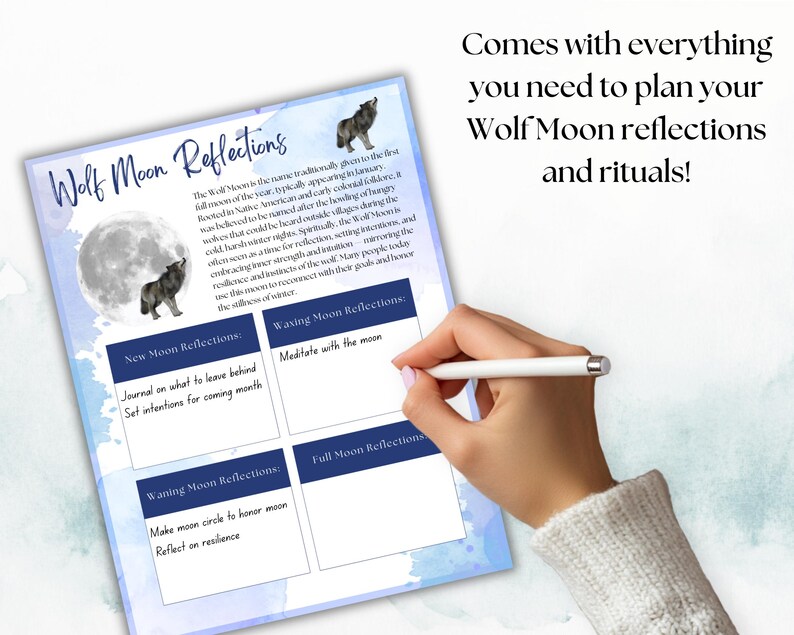 Wolf Moon Ritual Guide, Full Moon Printable, Moon Phases, Full Moon ...