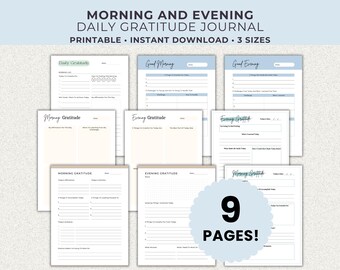 Daily Gratitude Journal, Gratitude Printable, Daily Gratitude, Morning Gratitude, Evening Gratitude, Daily Reflection, Self Care Manifesting