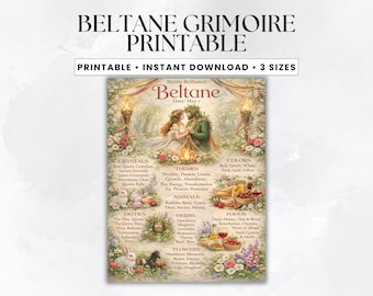 Beltane Grimoire Printable, Buch der Schatten PDF, Wicca Sabbat Anleitung, Rad des Jahres, Ritual zum Ersten Mai, heidnische Feiertage